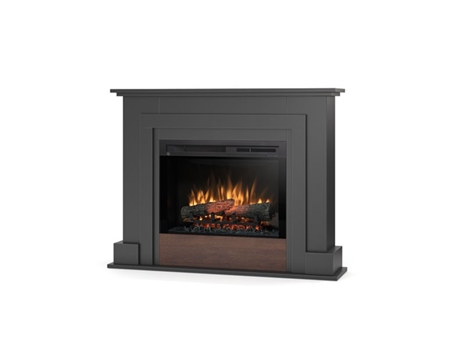 Chimenea LED eléctrica independiente ALVA 26' Negro / Roble 91 x 118 x 28.5 OUTINFIRE