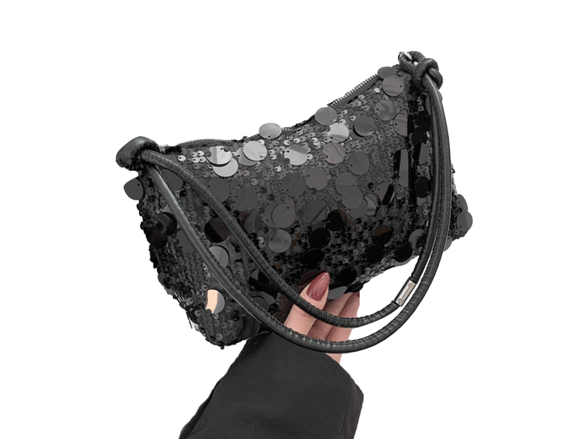Bolso De Hombro Para Mujer Con Pedrería Y Purpurina - Moderno, Multifuncional, Para Uso Diario, Fiestas Y Viajes - Negro
