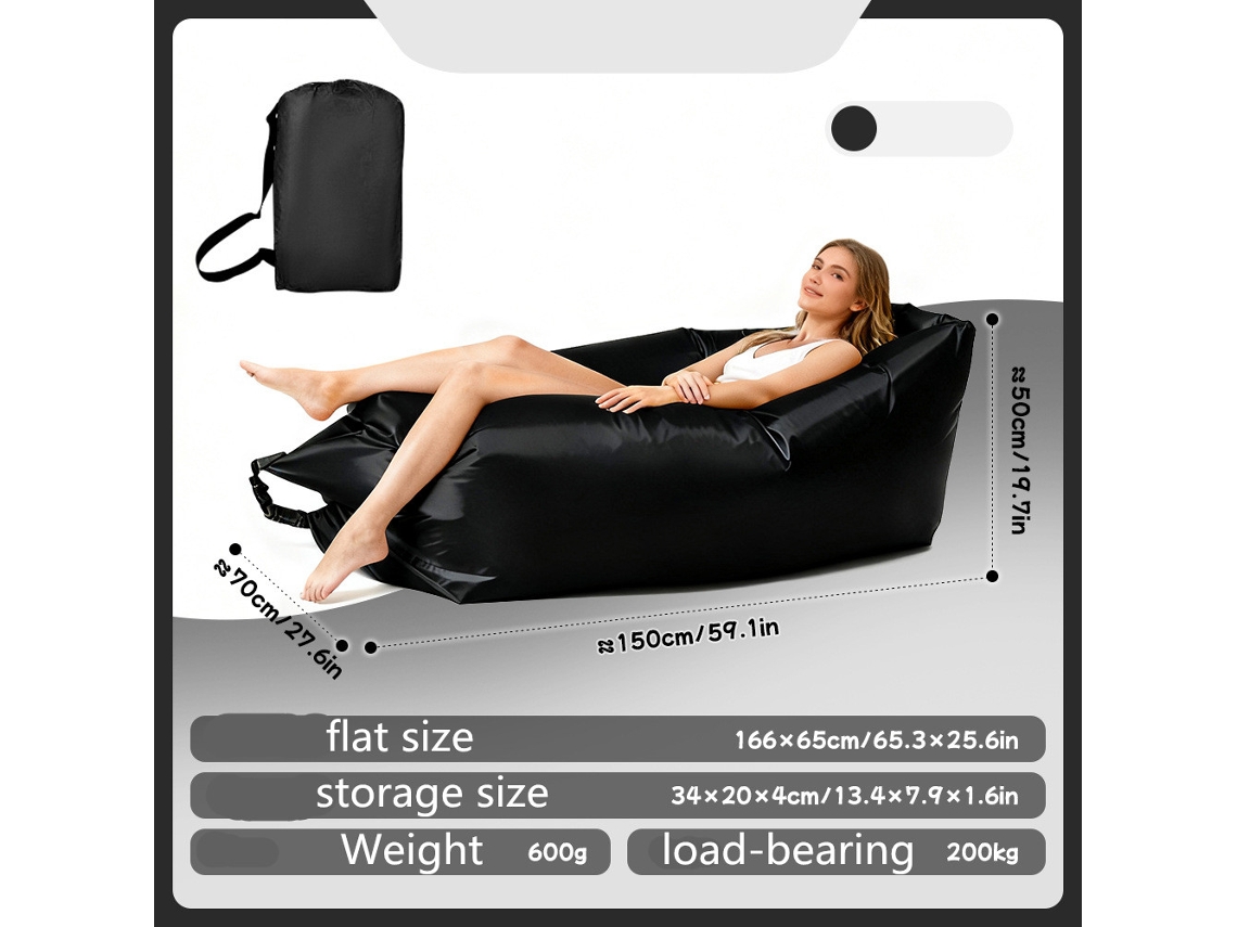 Sofá Inflable Portátil Para Exteriores Digitallab (negro)
