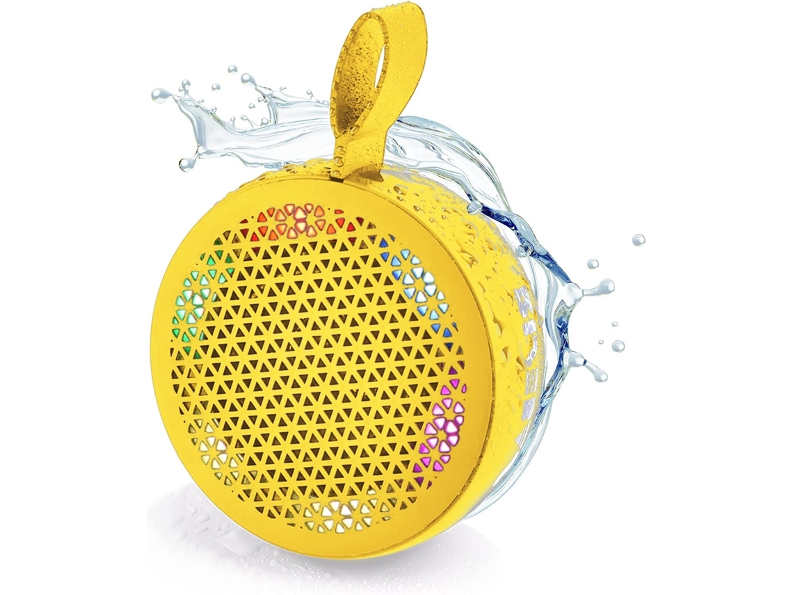 Altavoz de ducha Bluetooth resistente al agua, manos libres, portátil, con botones de control y luz LED, estéreo inalámbrico Yemaesre
