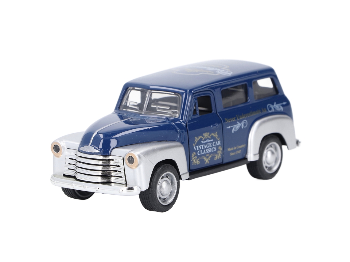 Ats-juguete De Coche Vintage A Escala 1:32 Con Retroceso, Puertas Abiertas, Sonido Y Luces, Modelo De Aleación Azul Para Niños
