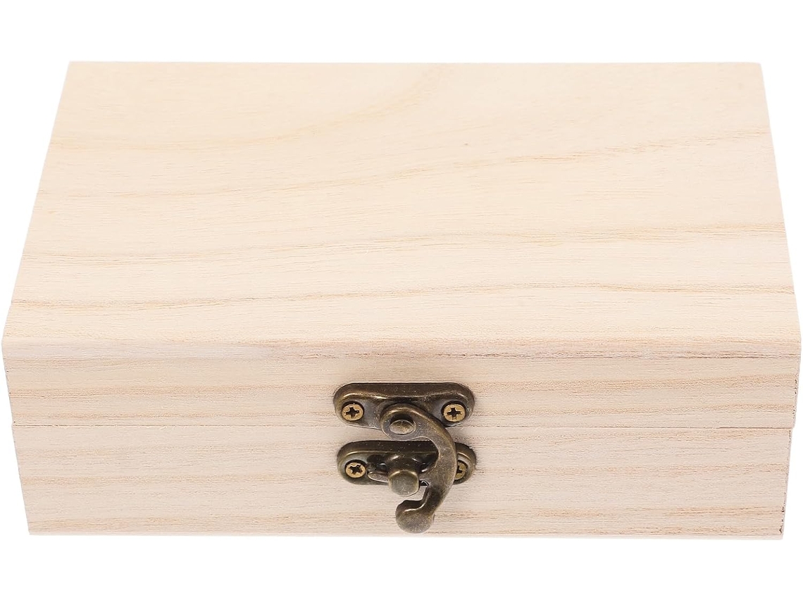 Rectangular Madera Cerradura Cofre Almacenamiento Seguro Natural Solución Versátil Proyectos Creativos