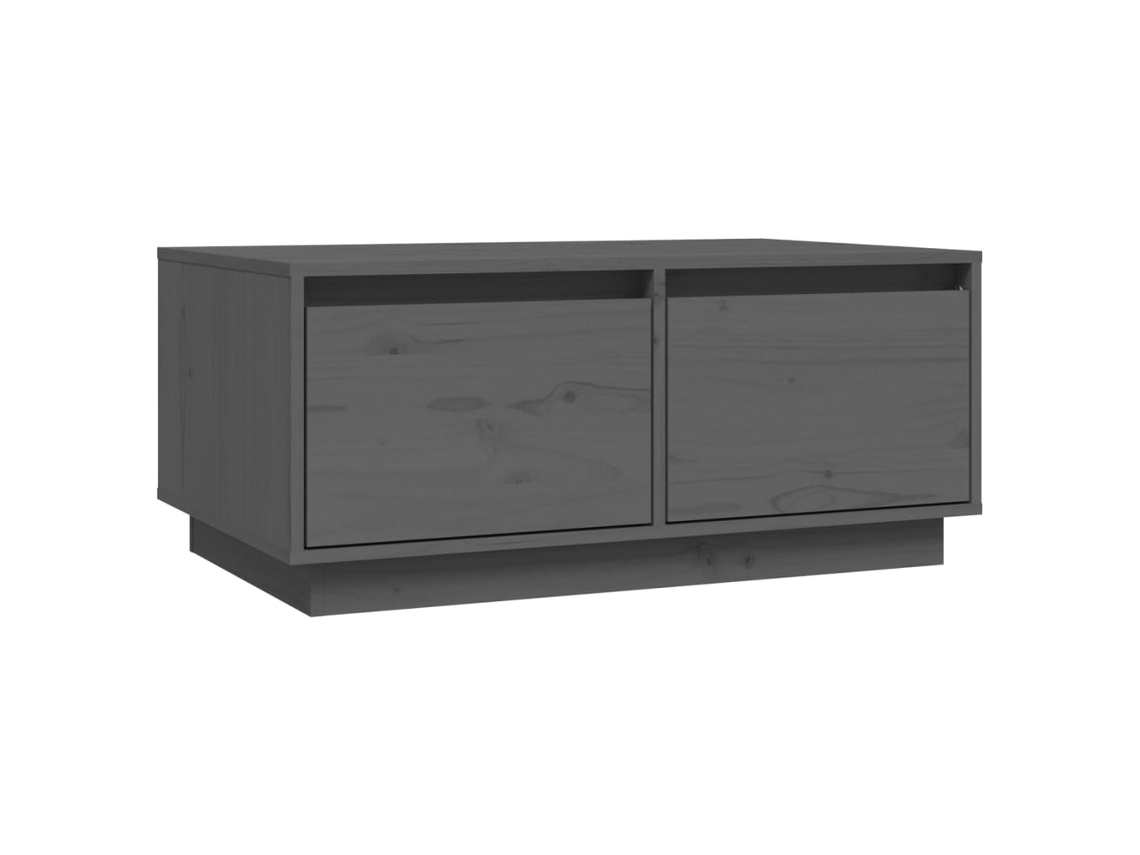 Mesa de centro gris MAISON EXCLUSIVE en madera maciza de pino (80x50x35 cm)