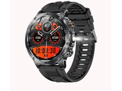 Smartwatch AK87 con batería de larga duración de 1000 mAh y función de linterna, monitorización de la salud para deportes al aire libre, color negro.