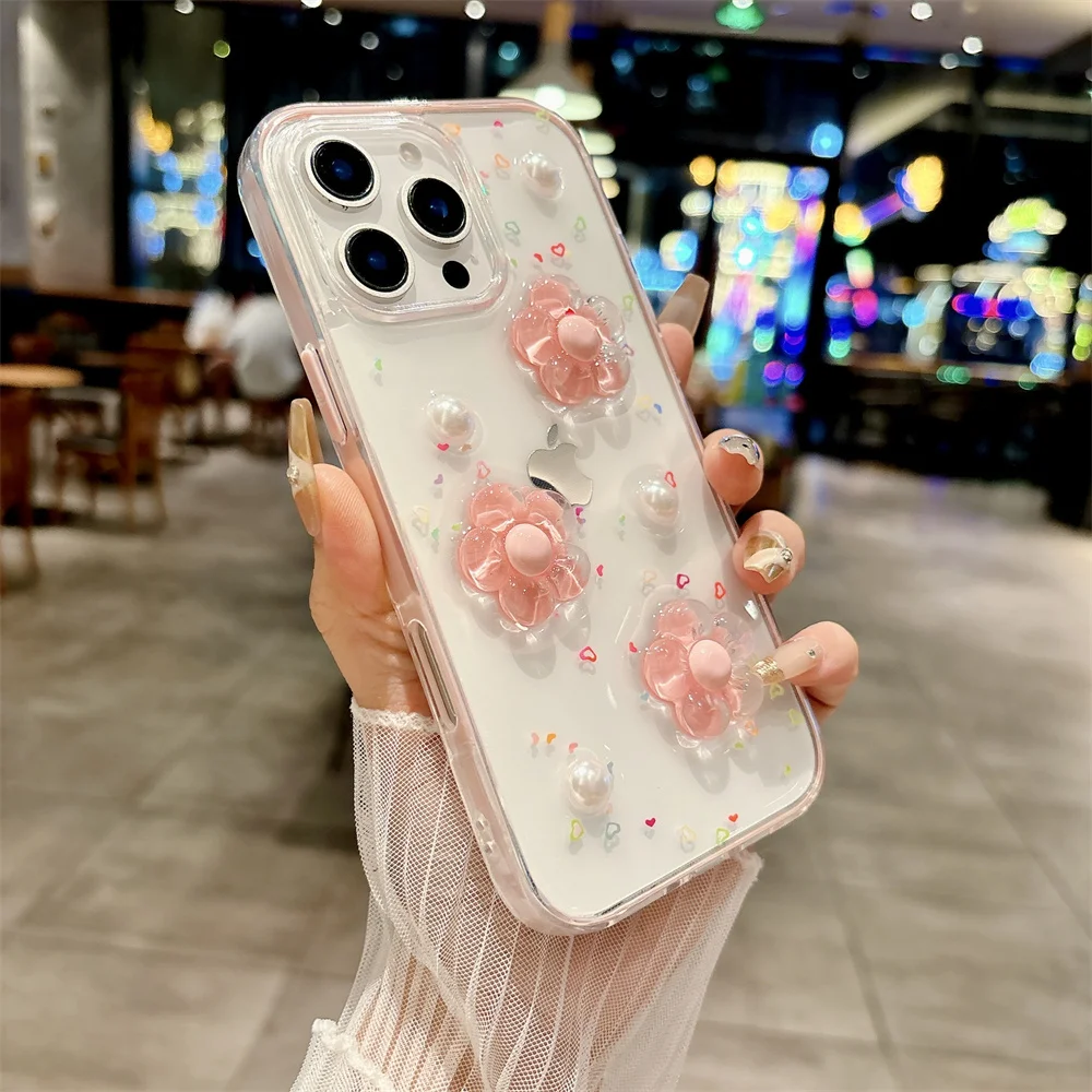(iphone 15 Pro Max, Rosa) Funda Para Teléfono Con Diseño De Flores En 3d, Apta Para Iphone, Funda Protectora A Prueba De Golpes.