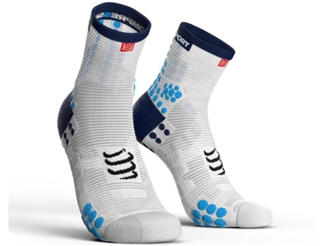 Calcetines COMPRESSPORT Calcetine Racing V3.0 High Blanco-Azul Rosa