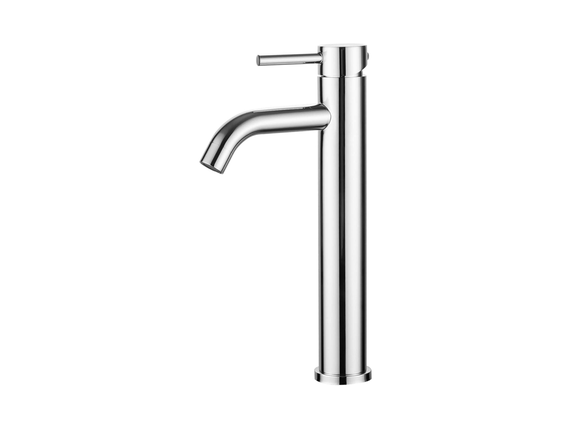 Grifo Para Lavabo, Grifo Monomando Alto Para Lavabo De Baño Con Caño Alto, Grifo Monomando Con Conexión De Agua Fría/caliente, Cromado, Plateado