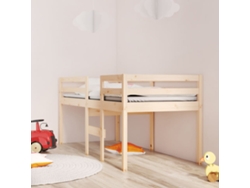 Estructura De Cama Alta 90X200 Cm Madera Maciza De Pino
