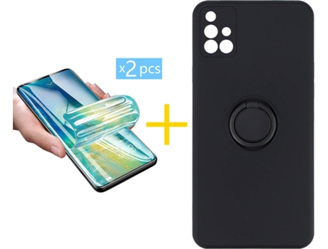 Carcasa + 2 Protectores de Pantalla para Samsung Galaxy A71 SKYHE Negro