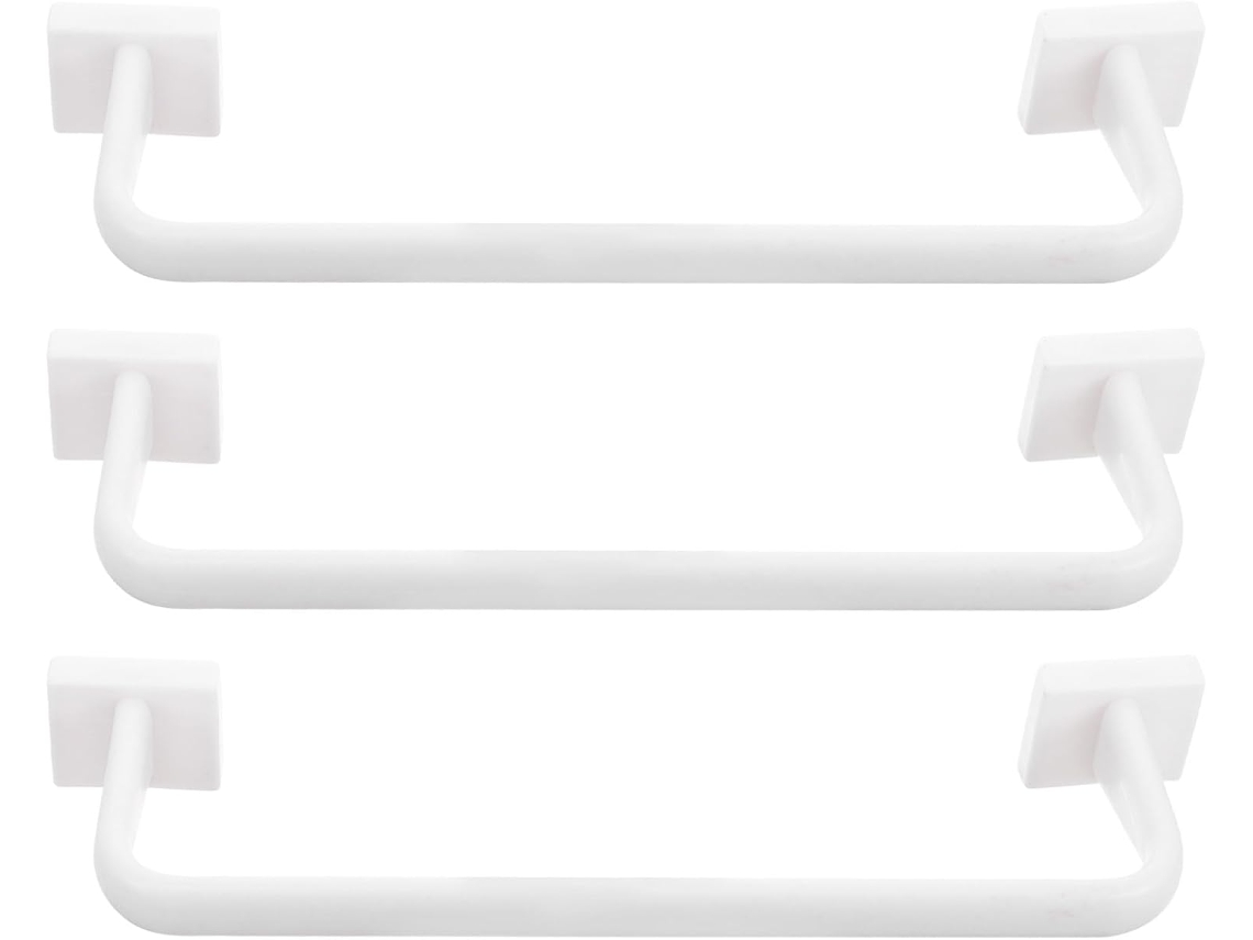 Toallero individual de plástico blanco con ventosa, juego de 3 piezas, organizador de baño que ahorra espacio