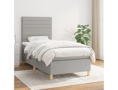 Cama con somier VIDAXL (Gris - Tela - 193 x 90 x 128 cm)