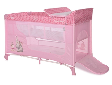 Cuna de viaje doble altura con cambiador y gatera lateral MOONLIGHT mellow rose LORELLI