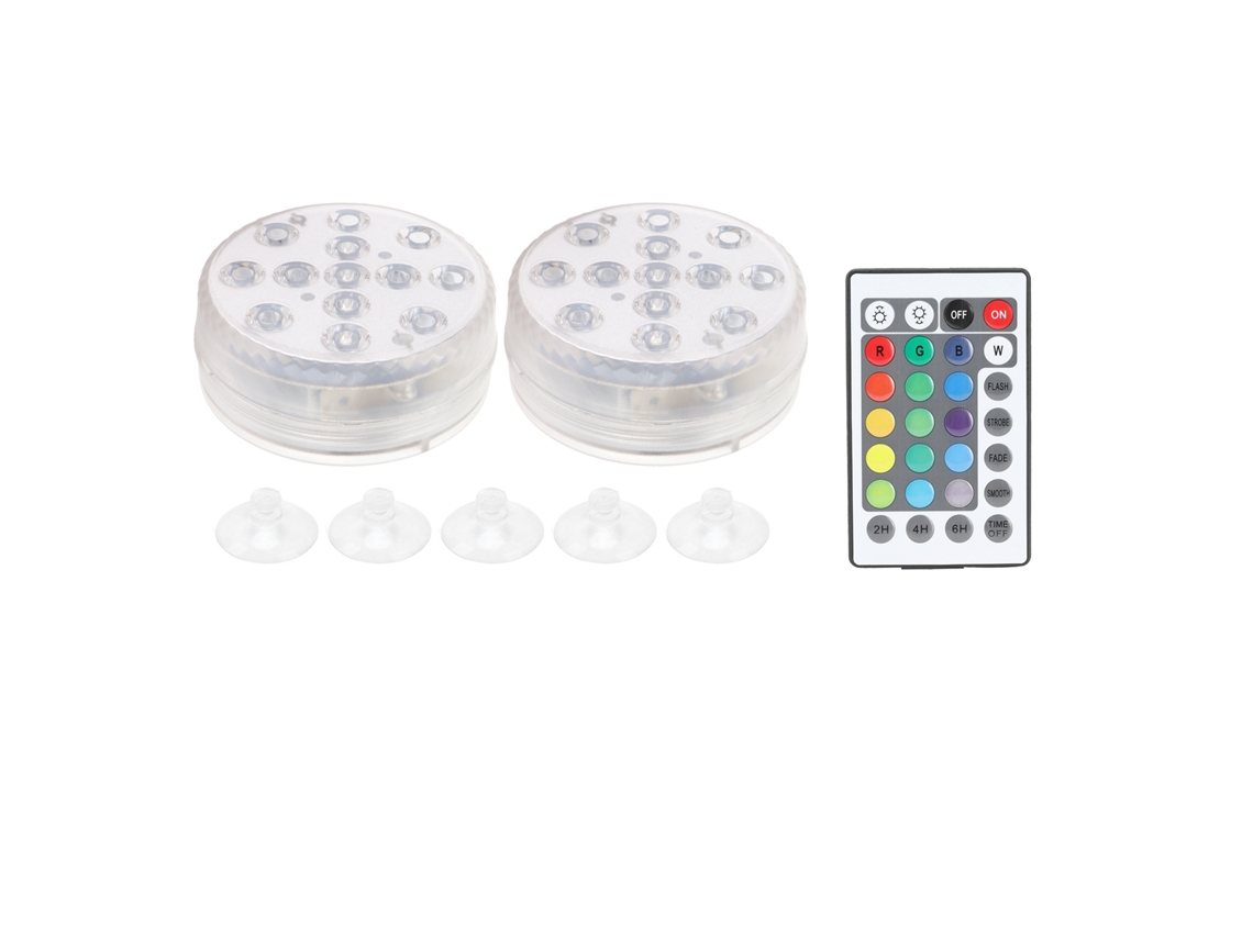 Bj-2 Peças De Lâmpada Submersível Para Piscina Ip68 16 Cores Rgb Com Iman Luz Subaquática Para Aquário Fonte Estanque