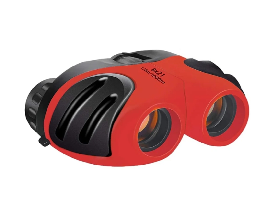 Binoculares para niños, 8x21, mini zoom de goma, compactos, regalo para niños y niñas Bestvite (rojo)