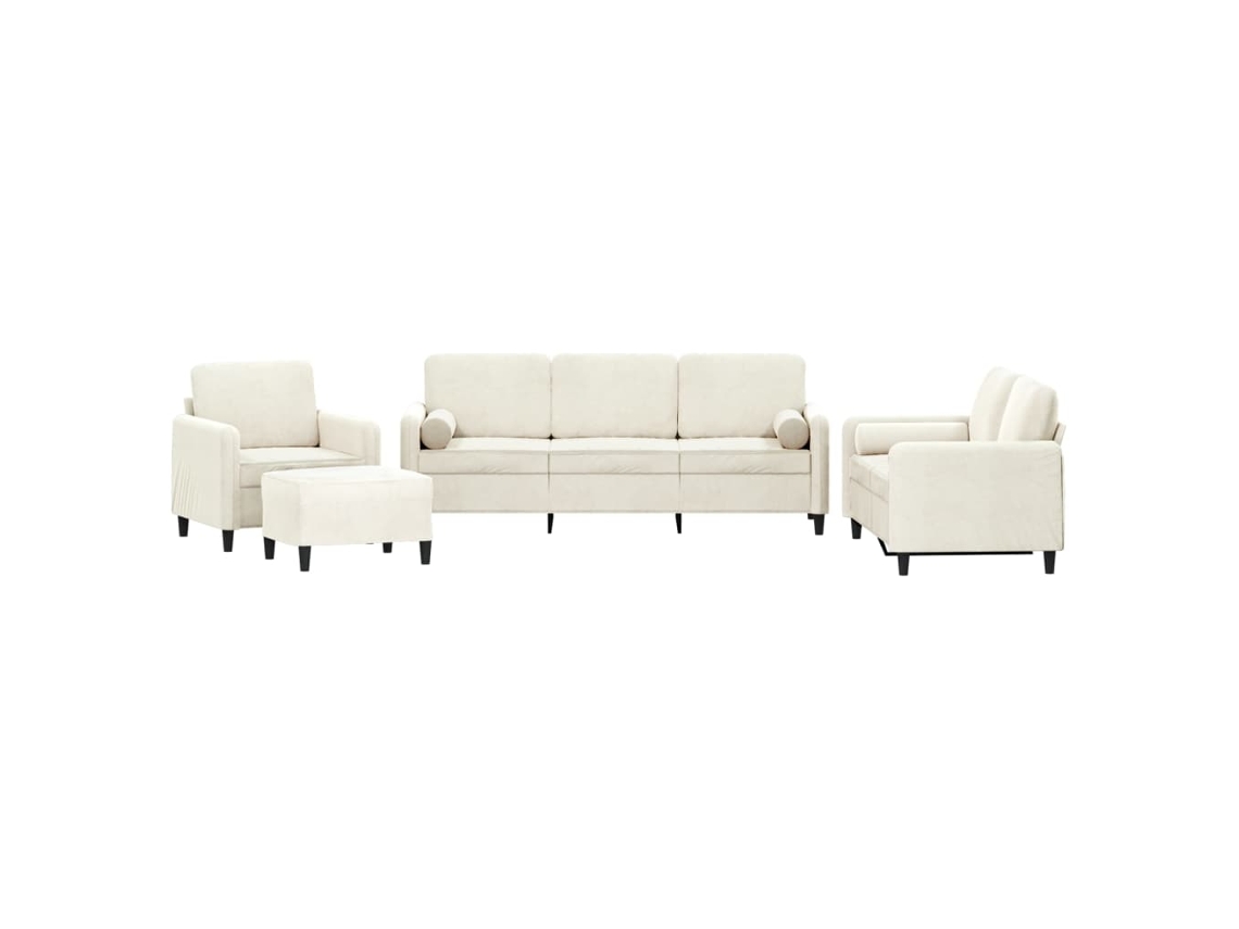 Conjunto 4 de sofás con cojines VIDAXL terciopelo crema