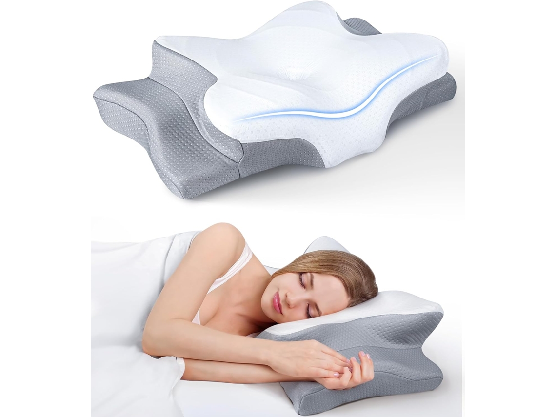 Almohada Para El Cuello Ergonómica Con Forma De Mariposa De Espuma Viscoelástica Transpirable Para Proteger El Cuello Y Dormir Cuich