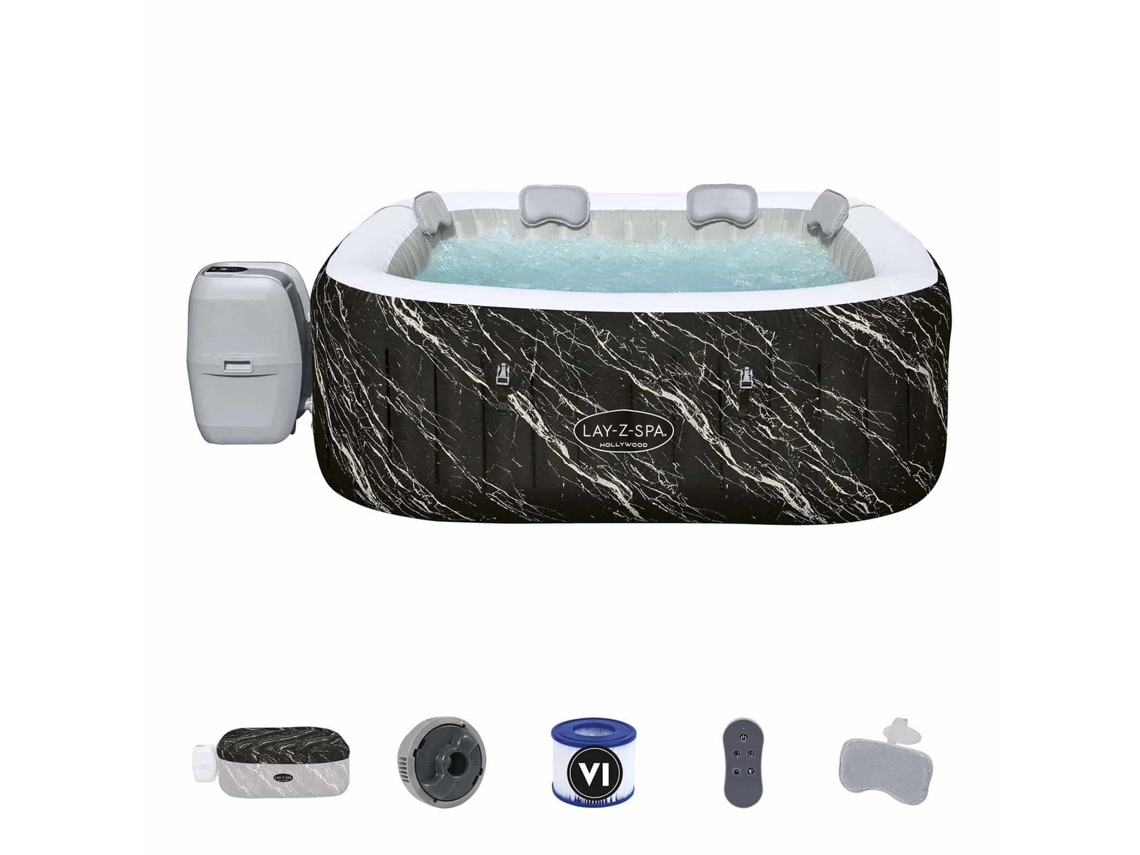 Spa Hinchable Bestway Lay-z-spa Hollywood Luxe Airjet 6 180x180x66 Cm Para 4-6 Personas Efecto Mármol Con Luz Led | Airjet 140 Chorros