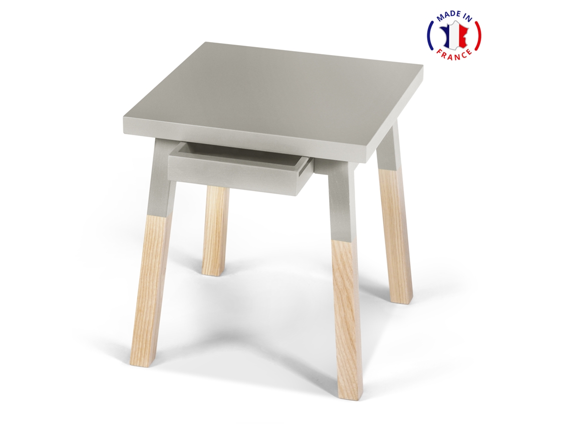 Conjunto de 2 Mesitas de Noche Cuadradas MON PETIT MEUBLE FRANÇAIS con Tablero Pintado y 1 Cajón (Amarillo Lunar - Madera - 40 x 45 x 40 cm)