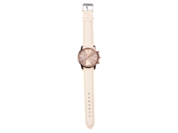 Reloj De Pulsera Analógico Para Mujer Con Correa De Pu Beige, Estilo Casual Y Elegante.