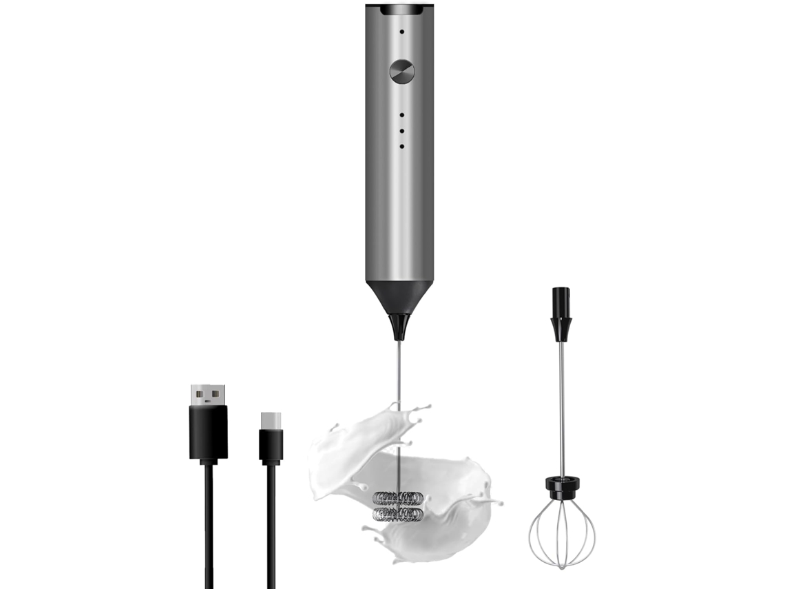 Espumador De Leche Portátil Usb-c Con 3 Velocidades Y 2 Varillas Batidoras, Para Café/matcha.