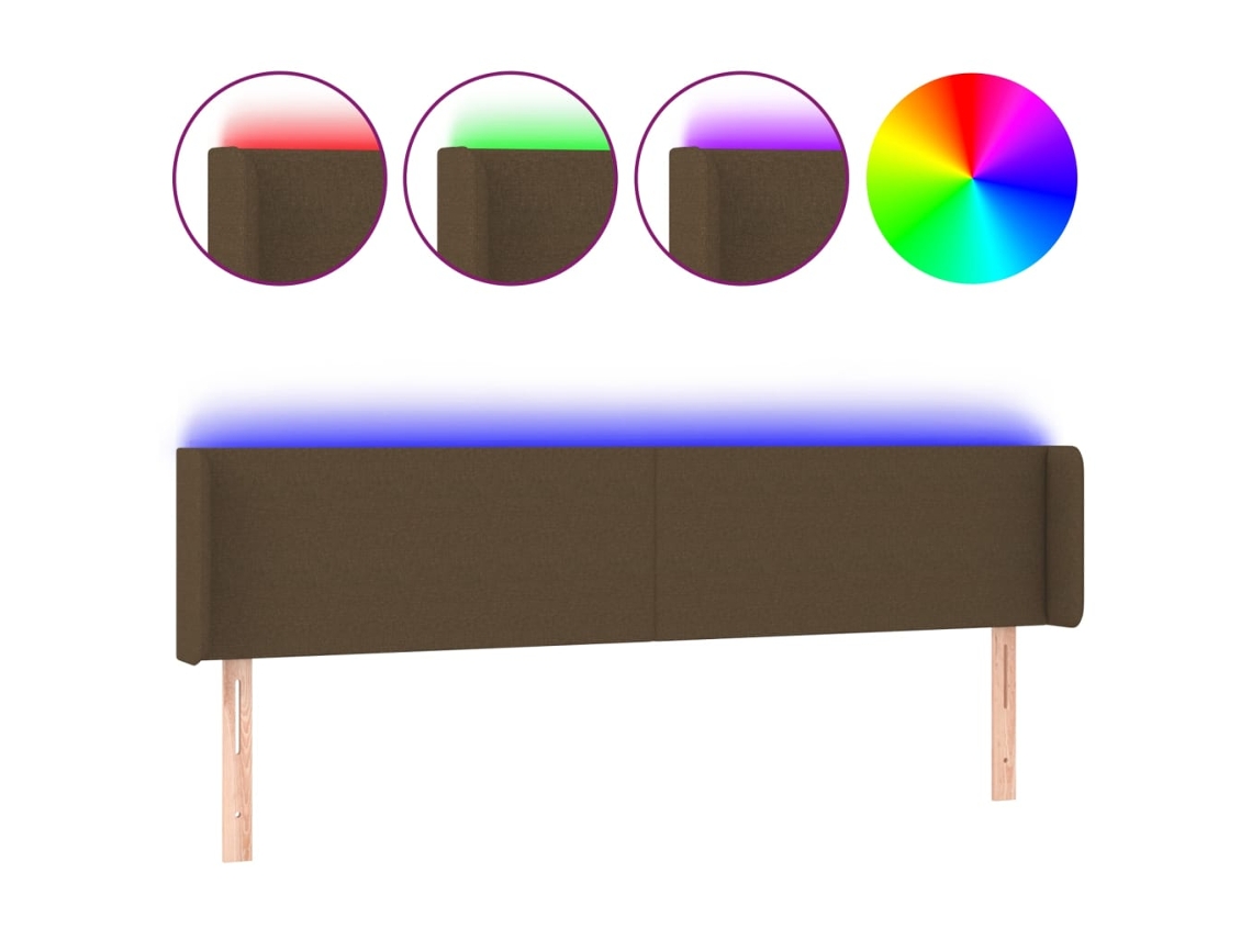 Maison Exclusive - Cabecero Con Led De Tela Marrón Oscuro 163x16x78/88 Cm