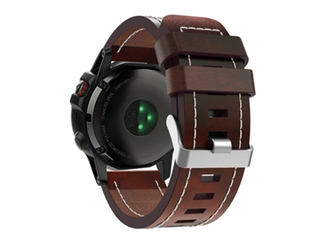 Correa Smartwatch para Garmin Tactix 7 26mm con Hebilla de Acero y Costuras de Cuero (Marrón Rojo)
