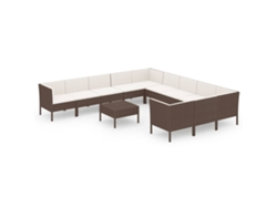 Maison Exclusive - Set Muebles De Jardín 12 Pzas Y Cojines Ratán Sintético Marrón