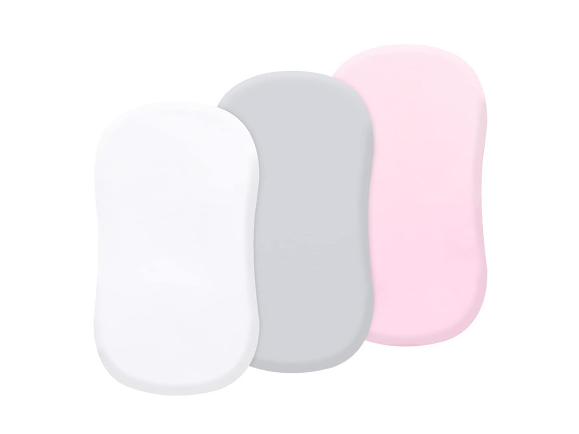 Juego De Sábanas Para Nido De Bebé Chrui 0-24 Meses Microfibra Elástico Lavable 3 Unid 81x43cm (blanco Gris Rosa)