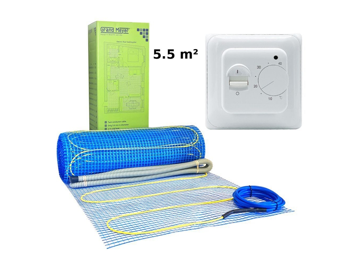 Kit de calefacción eléctrica por suelo radiante de 5,5 m², 170 W/m², termostato MST 1, Grand Meyer