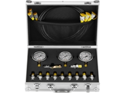 Kit de prueba de presión hidráulica, rango de 5 manómetros, acero inoxidable duradero, acoplamientos versátiles, 3 cabezales, 11 piezas OEM