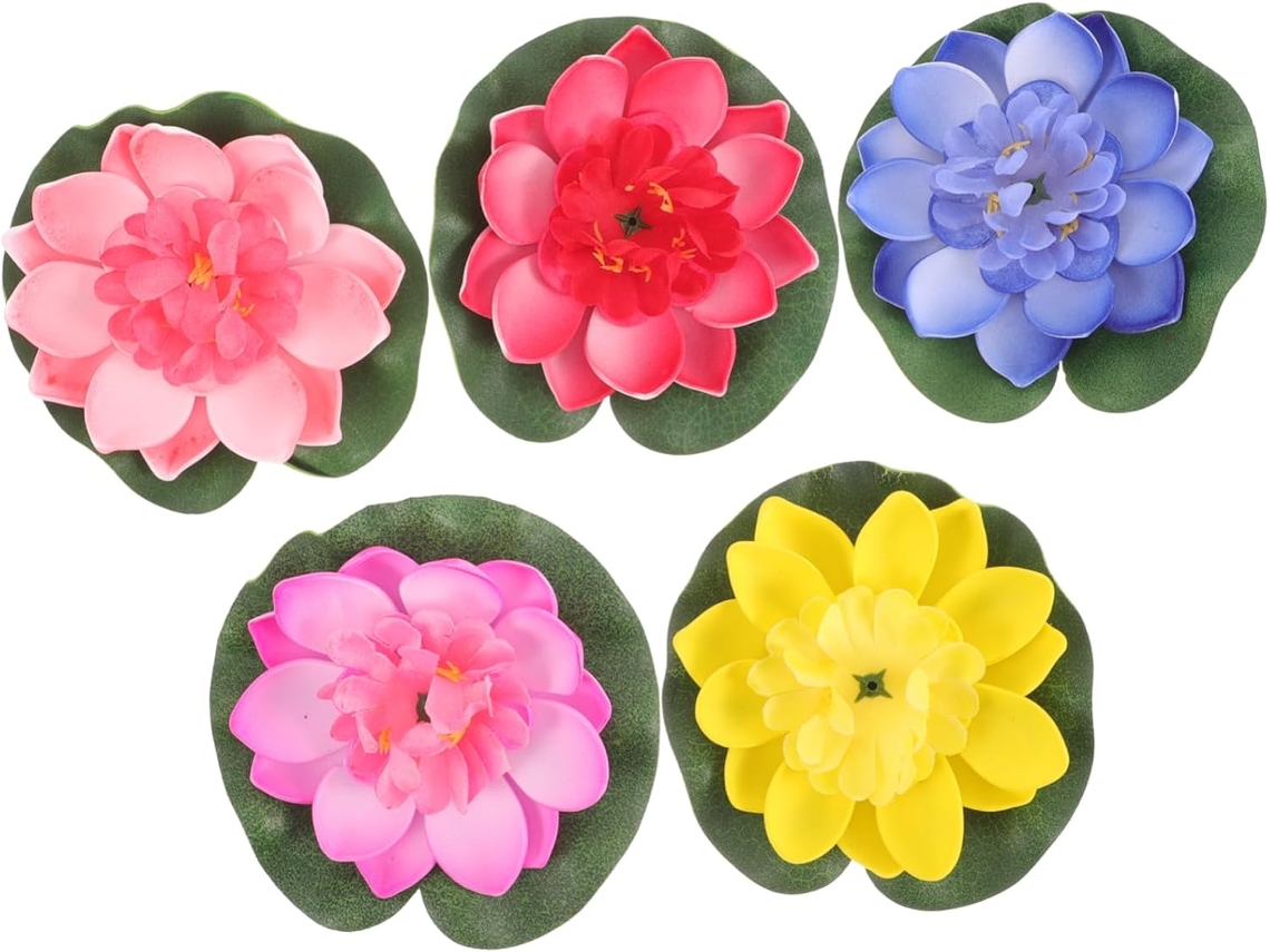 5 Piezas De Flores Artificiales Flotantes De Eva Para Decoración De Estanques Y Jardines