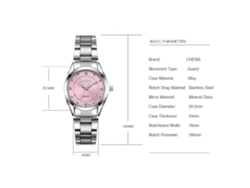 Reloj Analógico De Cuarzo Para Mujer Chenxi Con Brazalete De Acero Inoxidable, Resistente Al Agua Hasta 3 Atm, Estilo Clásico.