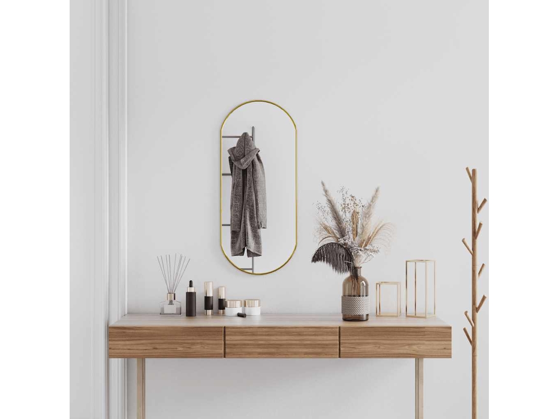 Espejo De Pared Ovalado Dorado 80x35 Cm