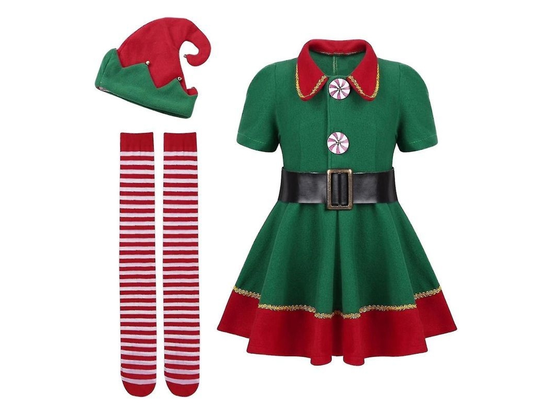 Disfraz de elfo navideño para hombre 2026 con accesorios para fiesta de Halloween y cosplay, 100 cm.