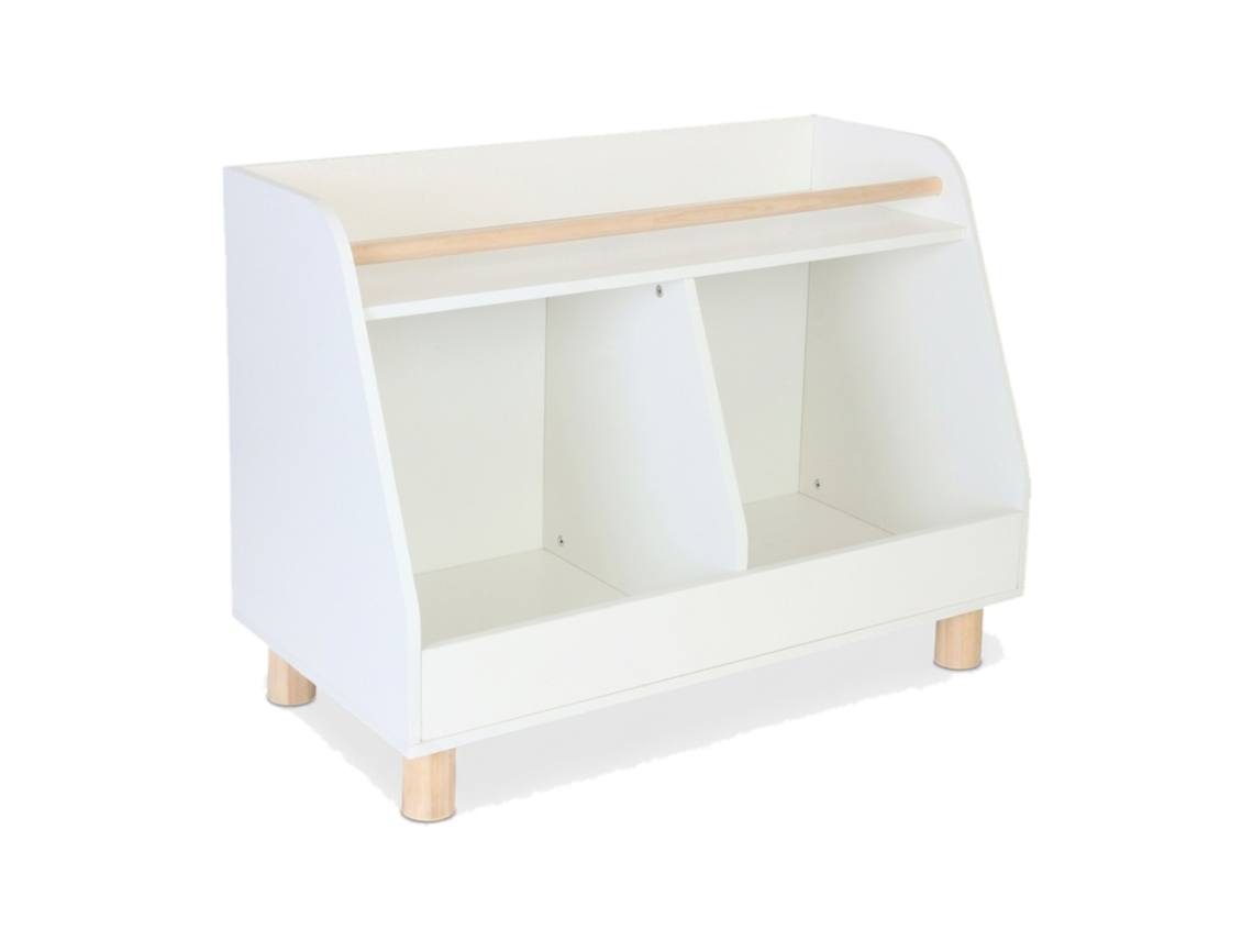 Estantería Infantil Relaxdays Pequeña, 2 Estantes Abiertos, 52 X 72 X 38 Cm, Estantería Para Juguetes, Blanco/natural