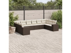 10 unidades Conjunto. Sofás Jardim Com Almofadões Vime Pe Castanho Dkd Home Decor