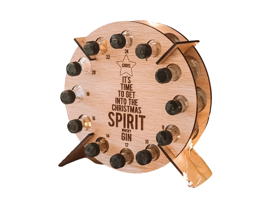 Soporte decorativo para botellas de vino con calendario de Adviento navideño