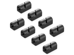 8 Clips Cables Silicona Negro Autoadhesivos, Organizador