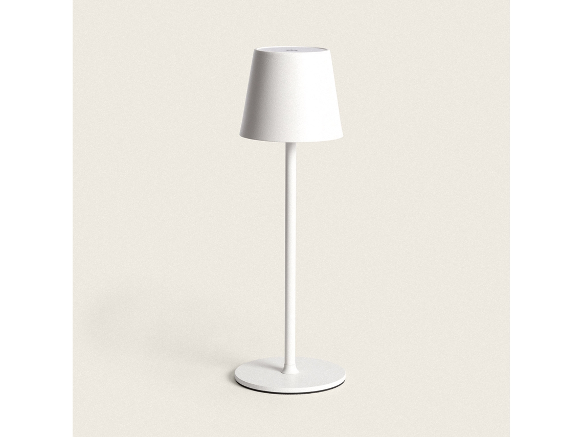 LEDKIA Lámpara de Mesa LED 3W Portátil de Metal con Batería USB Recargable Anisa Blanco Tª