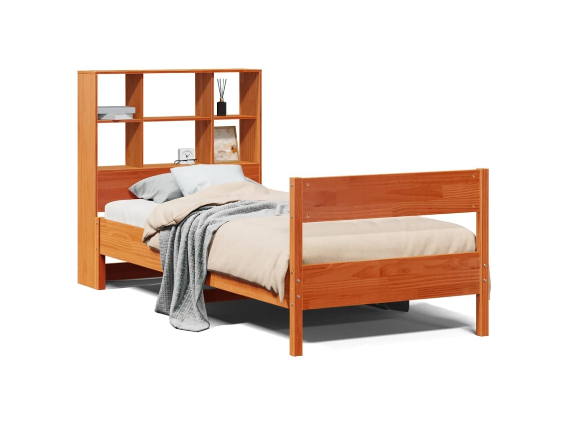 Maison Exclusive - Cama Con Estantería Sin Colchón Madera Maciza Marrón 75x190 Cm