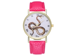 Reloj De Muñeca Analógica De Cuarzo Con Diseño De Animales Moda Dial Redondo (rojo Rosa)
