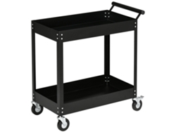 Carro De Taller Con 2 Estantes, Asa Lateral, 4 Ruedas De Acero, Capacidad De 150 Kg, Negro, 85x38x84cm