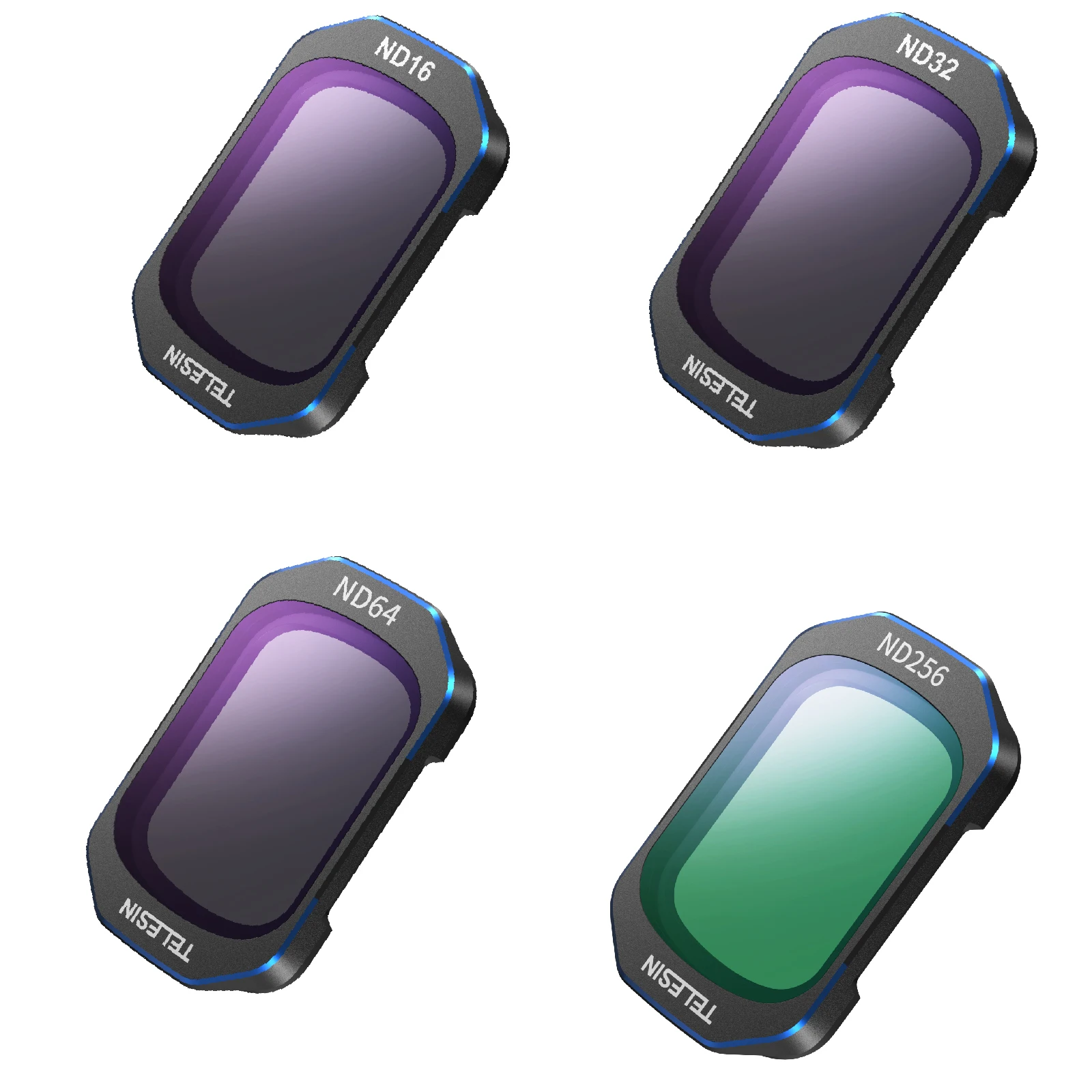 Juego de filtros para DJI Pocket3: ND16, ND32, ND64, ND256 completo y difusor negro