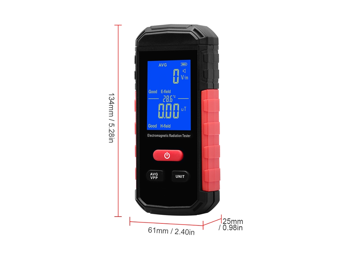 Medidor De Radiación Electromagnética (cem) Portátil, Recargable Y Con Pantalla Lcd, Con Alarma, Para Entornos Residenciales E Industriales.