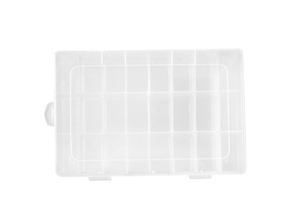 Caja organizadora de plástico de 24 rejillas, almacenamiento transparente para manualidades con divisores extraíbles y diseño transparente para organizar