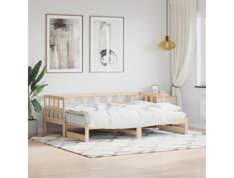 MAISON EXCLUSIVE Cama Nido Madera Maciza de Pino Metal Marrón (90x190cm)