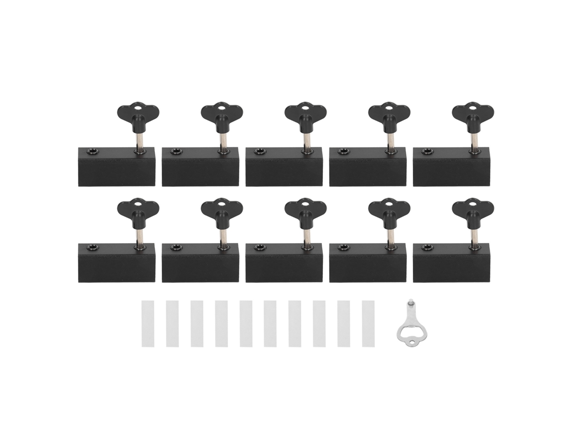 Cerradura Ajustable Para Ventana Corredera Con Llave De Seguridad En Aleación De Aluminio Negro, 10 Unidades.