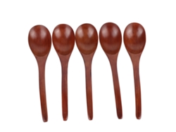 5 Cucharas De Madera Con Mangos Curvos, Multiusos Para Arroz, Sopa, Café, Cocina Y Hogar.