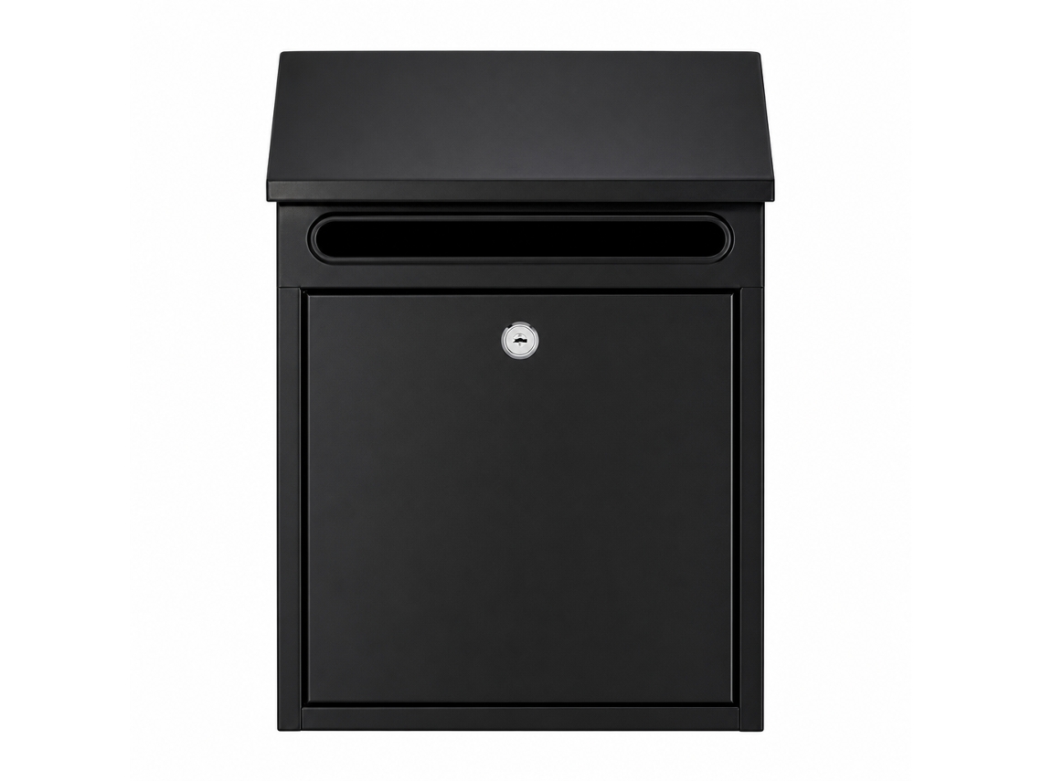 Buzón Polski De Acero Inoxidable Negro 215x70x300 Mm 1 Unidad Con Cerradura Y Tapa Para Exterior Y Pared