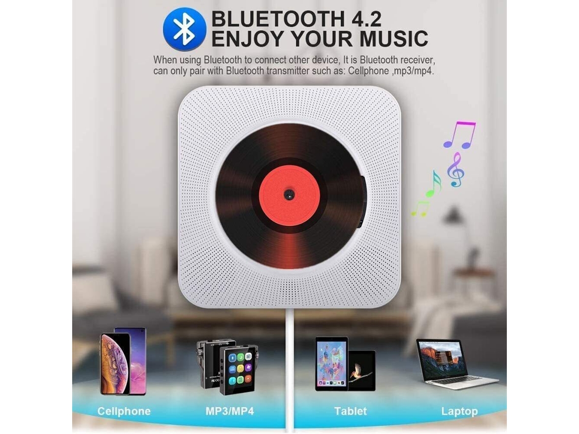 Leitor de Cd Portátil com Alto-Falantes Hifi EmbutiMontáveis ÂÂNa Parede